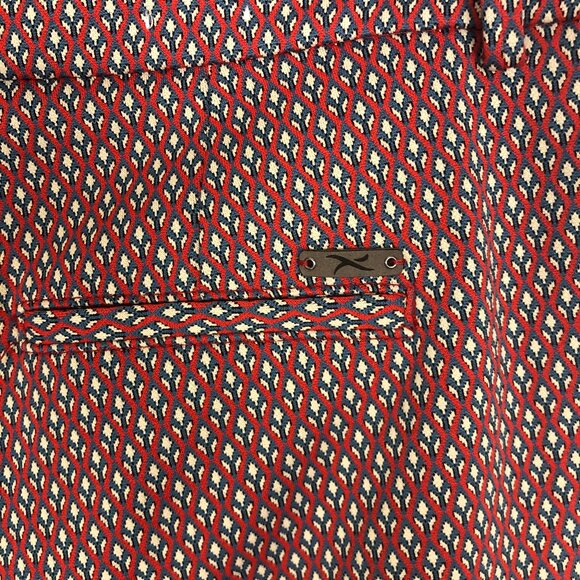 Brax Feel Good Maron Pants Indian Print Slim Leg Stretch German Size 40 US 31/32 - Picture 6 of 11